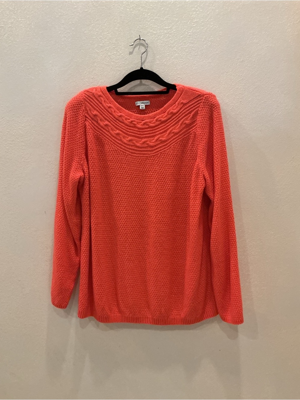 Cable Yoke Knit Sweater in Coral size XXL